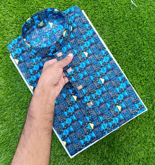 Premium Cotton Digital Print Panjabi – Snap Button Design