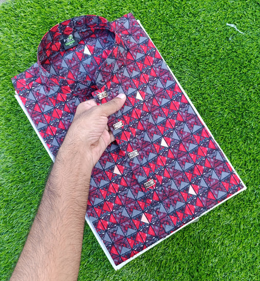 Premium Cotton Digital Print Panjabi – Snap Button Design