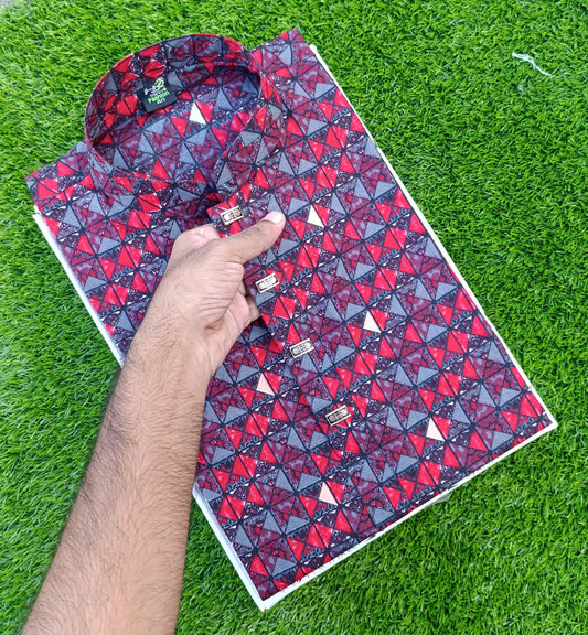 Premium Cotton Digital Print Panjabi – Snap Button Design