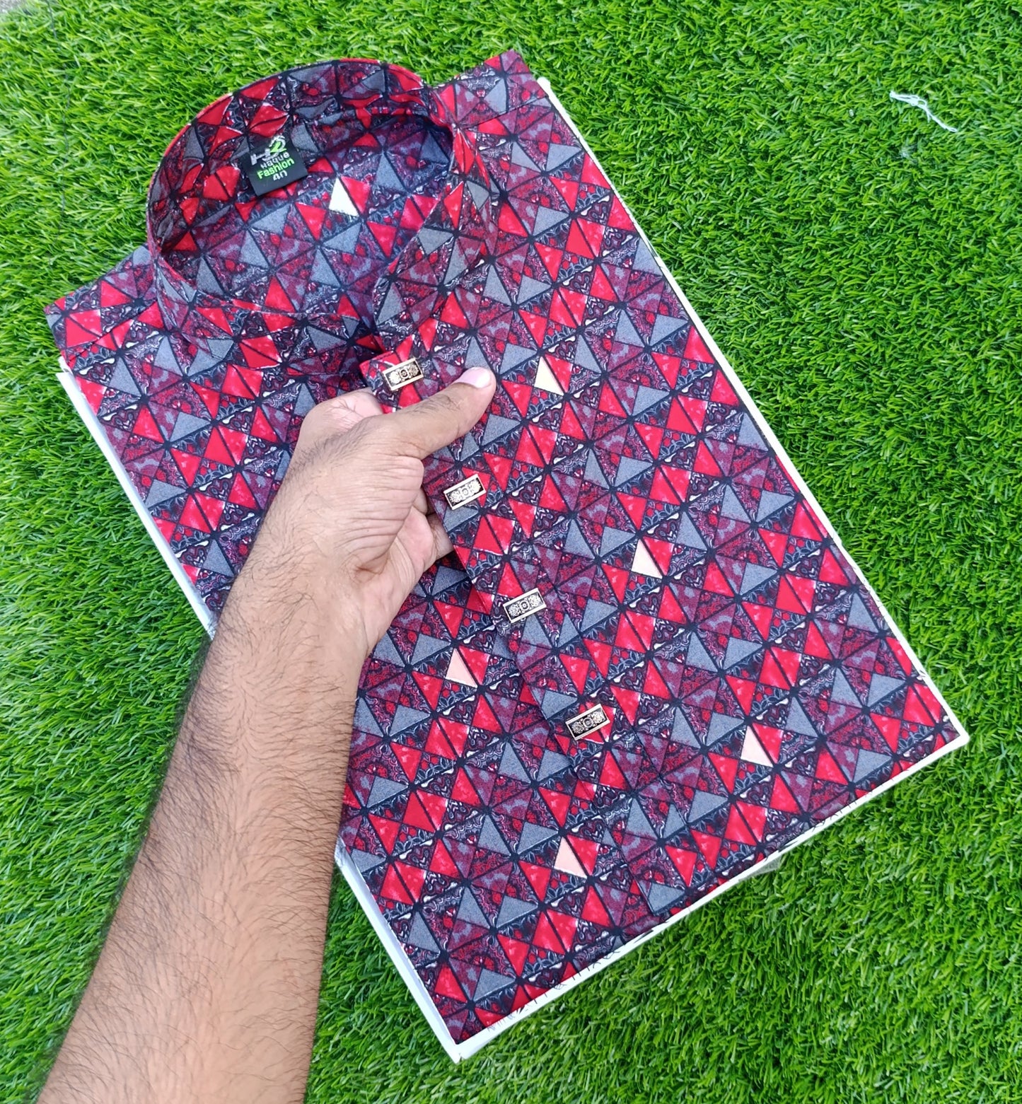 Premium Cotton Digital Print Panjabi – Snap Button Design