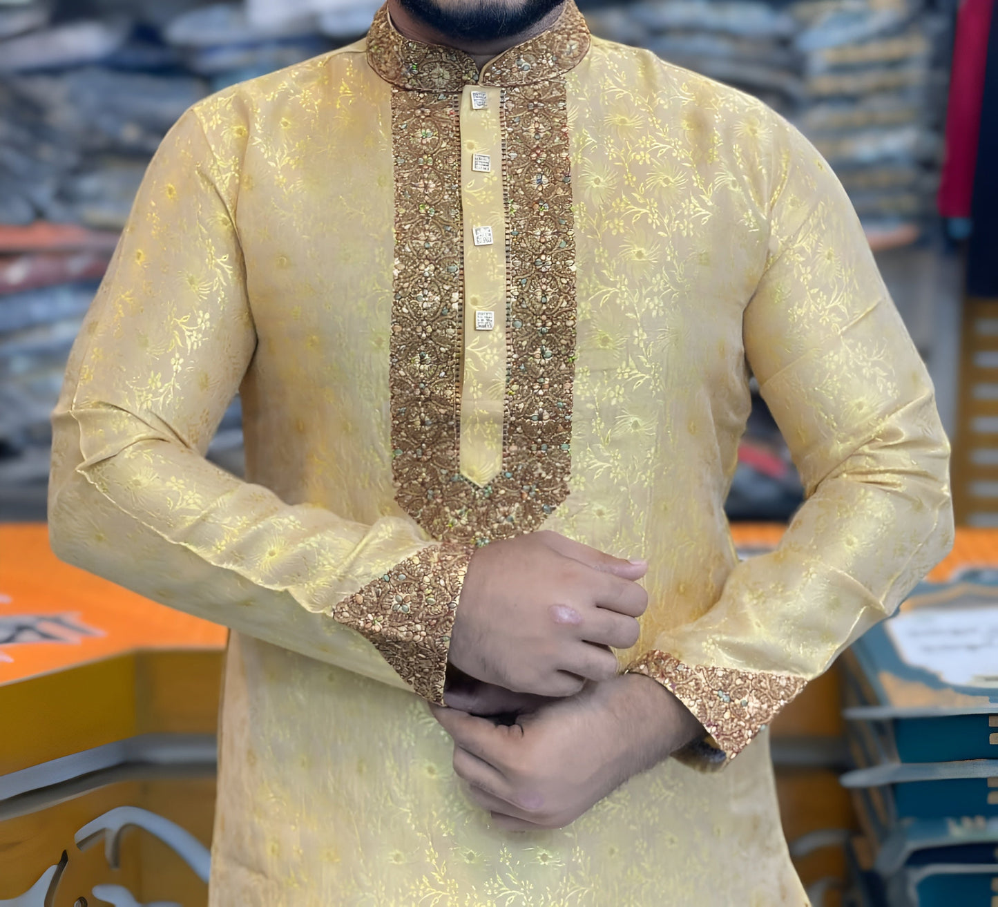 প্রিমিয়াম লাক্সারি কাতান পার্টি পাঞ্জাবি - এক্সক্লুসিভ এমব্রয়ডারি ডিজাইন