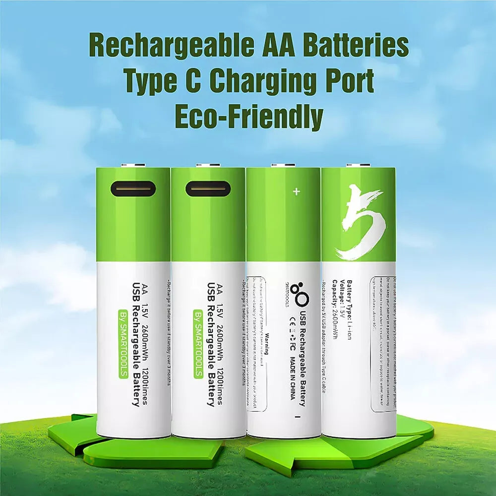 Smart Rechargeable Batteries Type-C (4pcs Set)